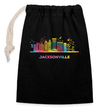 Jacksonvillians Skyline Jacksonville - Verschließbarer Geschenkbeutel aus Baumwolle (14x20cm) - Schwarz - Vorne