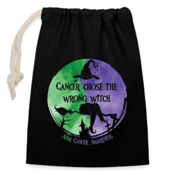 Cancer Sorcière Vert Violet Anal Cancer - Sac cadeau en coton avec cordon (14 x 20 cm) - noir - Devant