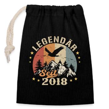 Legendary Since 2018 Vintage Vintage Birthday - Closable cotton gift bag (14x20cm) - black - Front