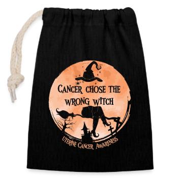 Cancer, Sorcière, Pêche, Cancer De L’utérus - Sac cadeau en coton avec cordon (14 x 20 cm) - noir - Devant