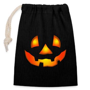 Happy Halloween Pumpkin Face - Closable cotton gift bag (14x20cm) - black - Front