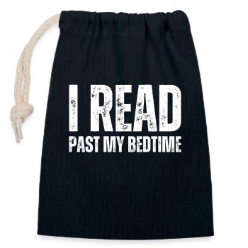 Library Book Lover Reading Bookworm - Closable cotton gift bag (14x20cm) - navy - Front