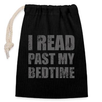 Library Book Lover Reading Bookworm - Closable cotton gift bag (14x20cm) - black - Front