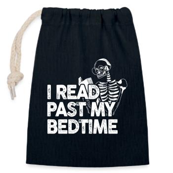 I read Skeleton After Bedtime - Closable cotton gift bag (14x20cm) - navy - Front