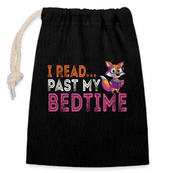 I read after bedtime Lesefuchs - Closable cotton gift bag (14x20cm) - black - Front