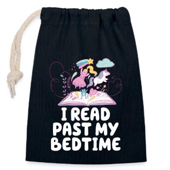 I read unicorn after bedtime - Closable cotton gift bag (14x20cm) - navy - Front