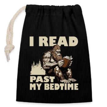 I Read Past My Bedtime Reading Bigfoot - Verschließbarer Geschenkbeutel aus Baumwolle (14x20cm) - Schwarz - Vorne