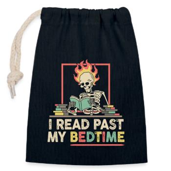 I read skeleton after bedtime - Closable cotton gift bag (14x20cm) - navy - Front