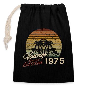 Vintage 1975 Anniversaire Cadeau 1975 Rétro 1975 - Sac cadeau en coton avec cordon (14 x 20 cm) - noir - Devant