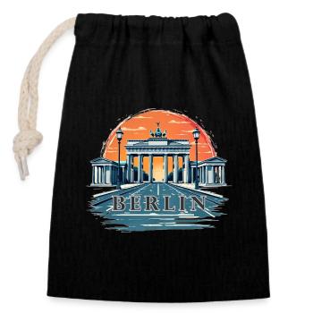 Brandenburger Tor in Berlin - Verschließbarer Geschenkbeutel aus Baumwolle (14x20cm) - Schwarz - Vorne