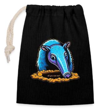 Anteater - Closable cotton gift bag (14x20cm) - black - Front