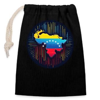 Carte du Venezuela au néon - Sac cadeau en coton avec cordon (14 x 20 cm) - noir - Devant