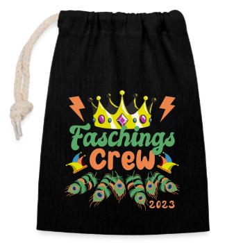 Équipage du carnaval 2023 | Paon et couronne - Sac cadeau en coton avec cordon (14 x 20 cm) - noir - Devant