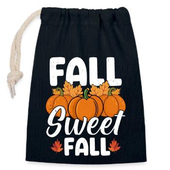 Automne - Sac cadeau en coton avec cordon (14 x 20 cm) - bleu marine - Devant