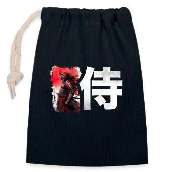 Japanese Kanji SAMURAI - Anime Shirt - Closable cotton gift bag (14x20cm) - navy - Front