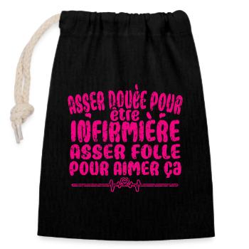 unique and original gift idea for a Nurse - Closable cotton gift bag (14x20cm) - black - Front