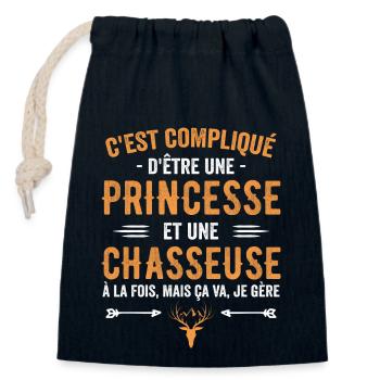 Hunter Hunting Deer Princess Gift Huntress - Closable cotton gift bag (14x20cm) - navy - Front