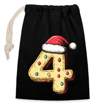 4 Number Christmas Cookie - Closable cotton gift bag (14x20cm) - black - Front