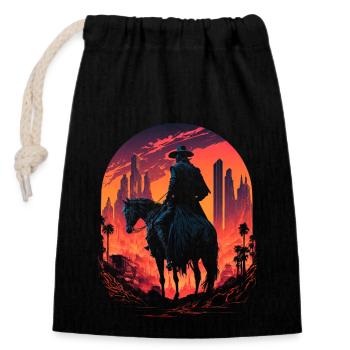 Cyberpunk Cowboy - Closable cotton gift bag (14x20cm) - black - Front