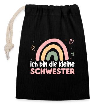 Große Schwester Regenbogen Süßes Geschwister 2024 - Verschließbarer Geschenkbeutel aus Baumwolle (14x20cm) - Schwarz - Vorne