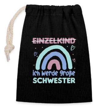 Große Schwester Regenbogen Süßes Geschwister 2024 - Verschließbarer Geschenkbeutel aus Baumwolle (14x20cm) - Schwarz - Vorne