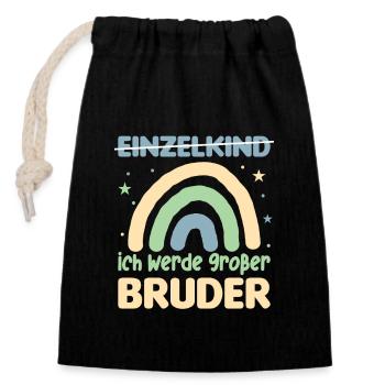 Großer Bruder Regenbogen Süßes Geschwister - Verschließbarer Geschenkbeutel aus Baumwolle (14x20cm) - Schwarz - Vorne