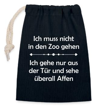 Ich muss nicht in den Zoo gehen - Verschließbarer Geschenkbeutel aus Baumwolle (14x20cm) - Navy - Vorne