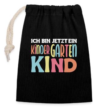ich bin jetzt ein Kindergartenkind Kindergarten - Verschließbarer Geschenkbeutel aus Baumwolle (14x20cm) - Schwarz - Vorne
