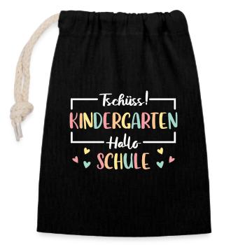 Abschied Kinder Kindergarten Abgänger 2024 - Verschließbarer Geschenkbeutel aus Baumwolle (14x20cm) - Schwarz - Vorne