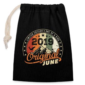 June 2019 | Birthday June 2019 Born in June 2019 - Closable cotton gift bag (14x20cm) - black - Front