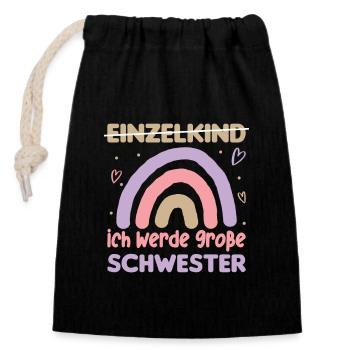 Big Sister Rainbow Sweet Sibling 2024 - Closable cotton gift bag (14x20cm) - black - Front