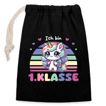Kindergarten Abschied Ich Bin 1. klasse - Verschließbarer Geschenkbeutel aus Baumwolle (14x20cm) - Schwarz - Vorne