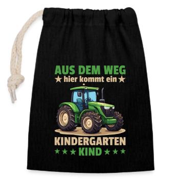 Out of the way here comes a kindergarten child - Closable cotton gift bag (14x20cm) - black - Front