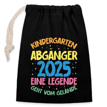 Abschied Kinder Kindergarten Abgänger 2025 - Verschließbarer Geschenkbeutel aus Baumwolle (14x20cm) - Schwarz - Vorne