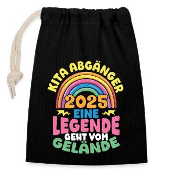 Daycare graduate: 2025 a legend leaves the - Closable cotton gift bag (14x20cm) - black - Front