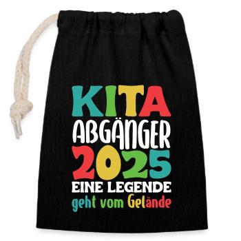 Daycare graduate: 2025 a legend leaves the site - Closable cotton gift bag (14x20cm) - black - Front