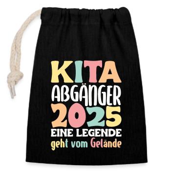 Daycare graduate: 2025 a legend leaves the site - Closable cotton gift bag (14x20cm) - black - Front