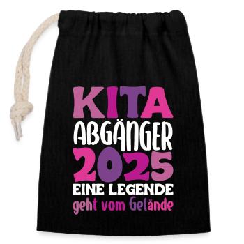 Daycare graduate: 2025 a legend leaves the site - Closable cotton gift bag (14x20cm) - black - Front