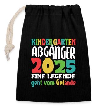 Abschied Kinder Kindergarten Abgänger 2025 - Verschließbarer Geschenkbeutel aus Baumwolle (14x20cm) - Schwarz - Vorne