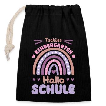 Abschied Kinder Kindergarten Abgänger 2024 - Verschließbarer Geschenkbeutel aus Baumwolle (14x20cm) - Schwarz - Vorne