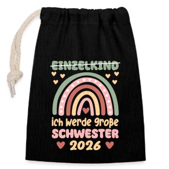 Big Sister Rainbow Sweet Sibling 2026 - Closable cotton gift bag (14x20cm) - black - Front