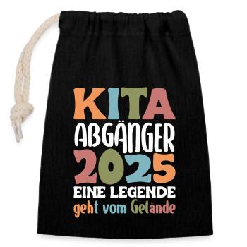 Daycare graduate: 2025 a legend leaves the site - Closable cotton gift bag (14x20cm) - black - Front