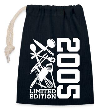 ÉDITION LIMITÉE 2005 CUISINE POUR LE 21E ANNIVERSAIRE DU CHEF - Sac cadeau en coton avec cordon (14 x 20 cm) - bleu marine - Devant