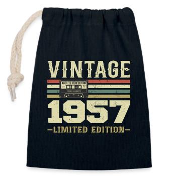 Jahrgang 1957 Retro 1957 Geburtstagsgeschenk - Verschließbarer Geschenkbeutel aus Baumwolle (14x20cm) - Navy - Vorne