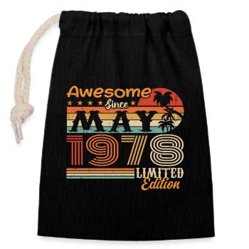 Mai 1978 - Millésime 1978 Jubilé - Mai 1978 - Sac cadeau en coton avec cordon (14 x 20 cm) - noir - Devant