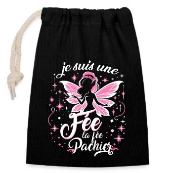Je Suis Une Fée La Fée Pachier - Sac cadeau en coton avec cordon (14 x 20 cm) - noir - Devant