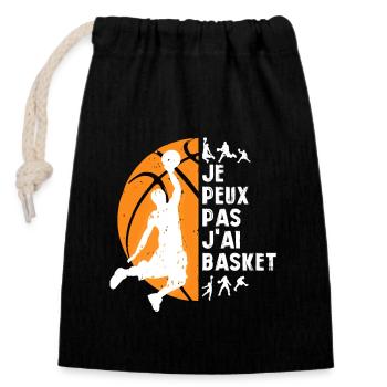 Je Peux Pas J ai Basket - Sac cadeau en coton avec cordon (14 x 20 cm) - noir - Devant