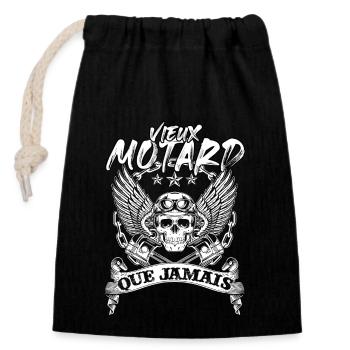 vieux motard que jamais - Sac cadeau en coton avec cordon (14 x 20 cm) - noir - Devant