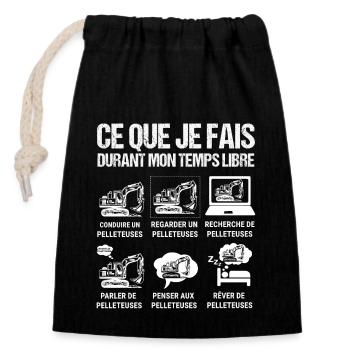 Ce que je fais durant mon temps libre Pelleteuses - Sac cadeau en coton avec cordon (14 x 20 cm) - noir - Devant
