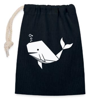 Polygone de baleine - Conception minimaliste de créature marine - Sac cadeau en coton avec cordon (14 x 20 cm) - bleu marine - Devant